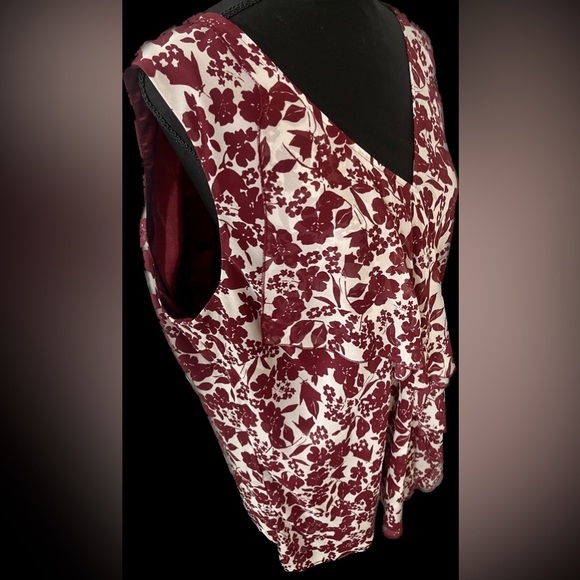 Daisy Fuentes Tank Blouse Mock Wrap Red White 2X 2XL XX - Picture 8 of 14